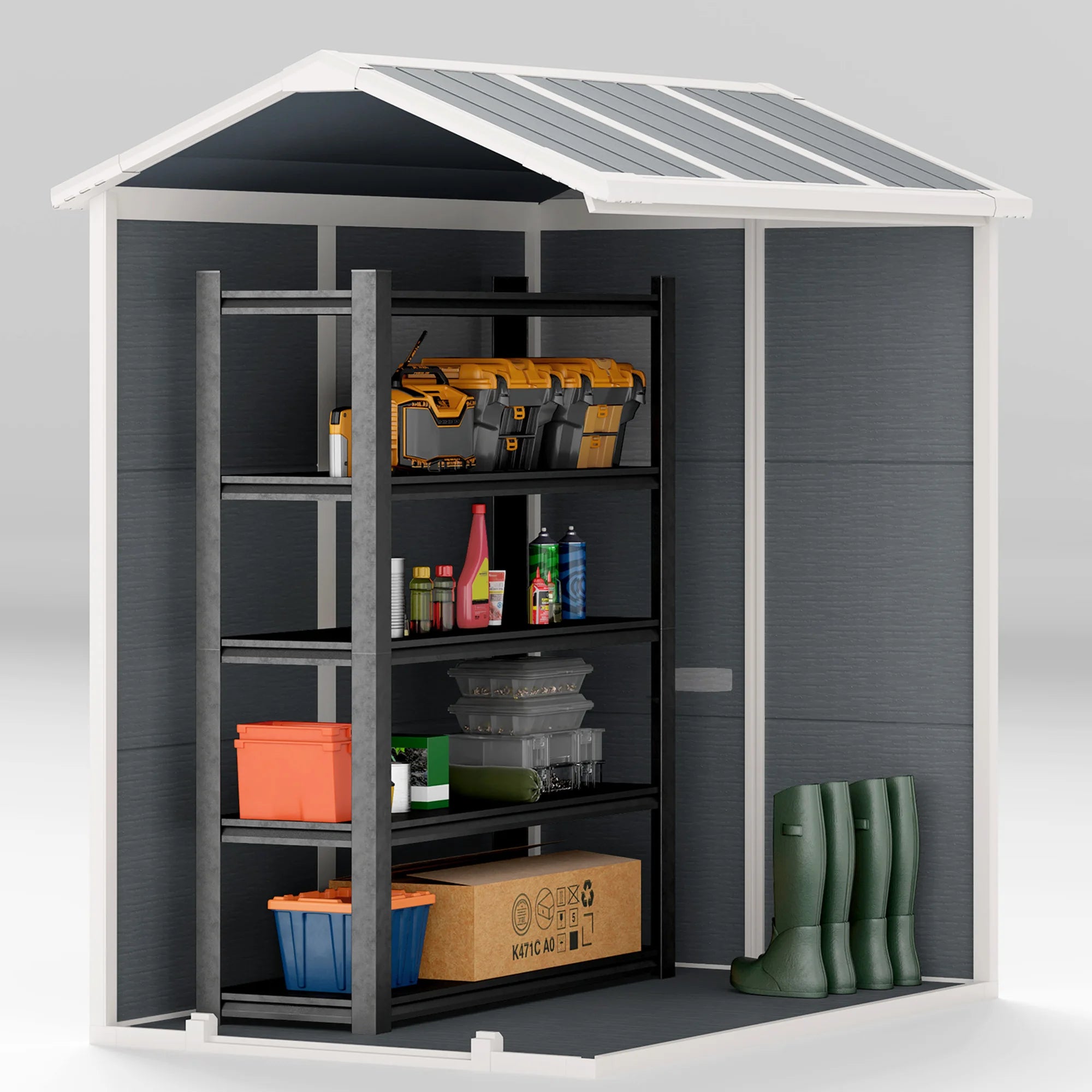 4 x 6ft Plastic Garden Storage Shed with Floor, Window, Ventilation and Lockable Door