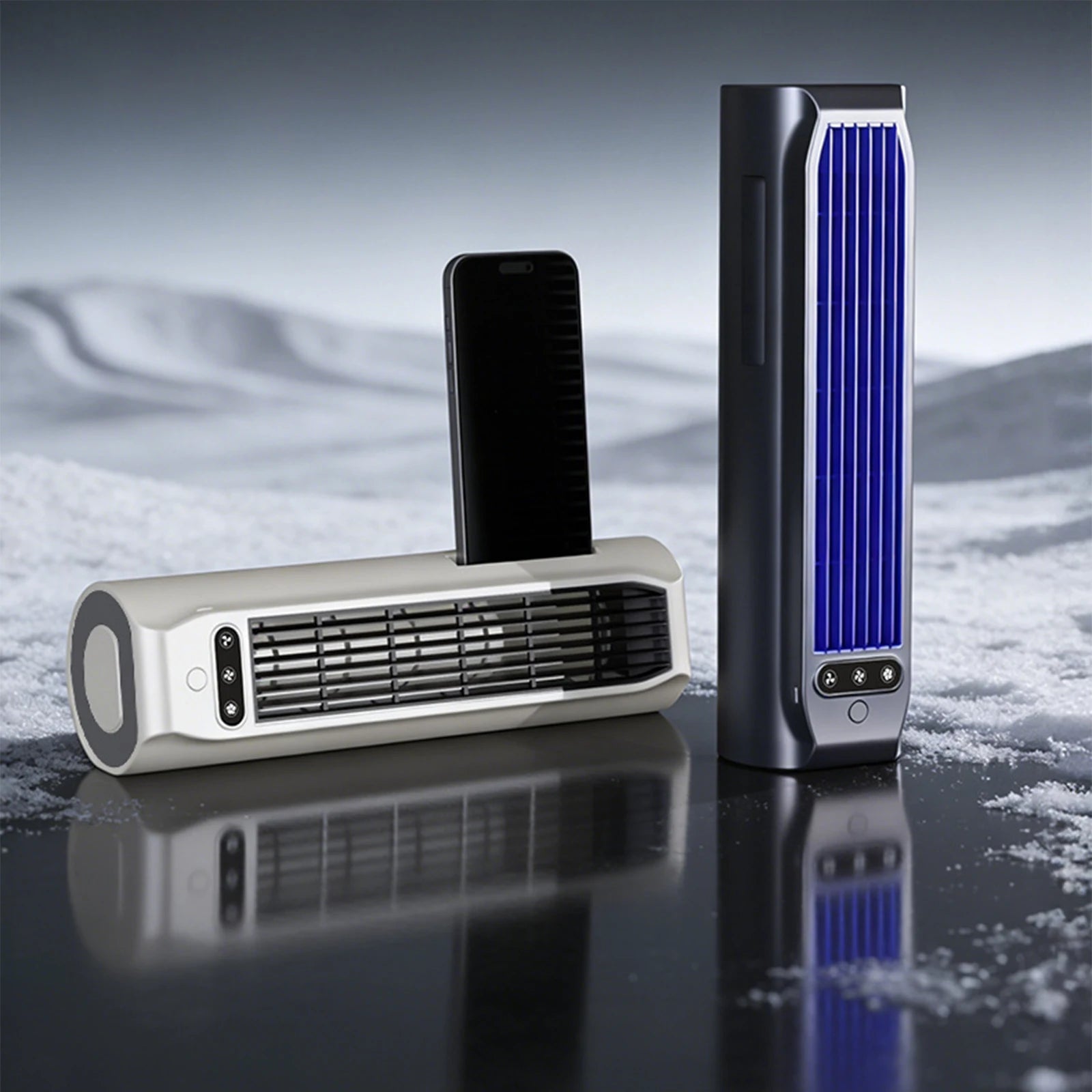 USB Rechargeable Bladeless Air Cooler Wall Mount or Desktop 3 Speeds LED Touch Screen 3000mAh for Bedroom Office