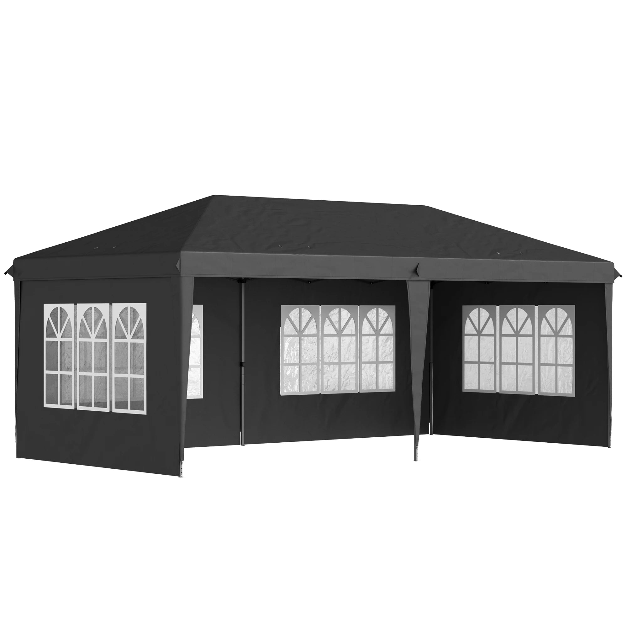 3 x 6m Pop-Up Garden Gazebo with 4 Removable Sidewalls, Guy Ropes, Ground Stakes and Carry Bag