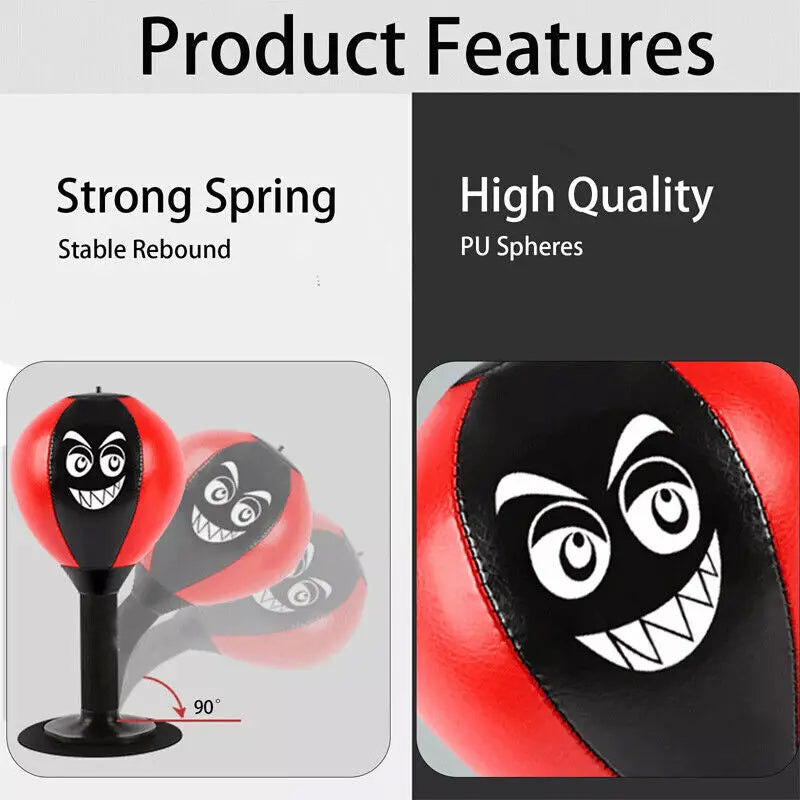 Desktop Punching Bag Stress Relief Ball with Suction Cup PU Leather for Desk Table Boxing UK