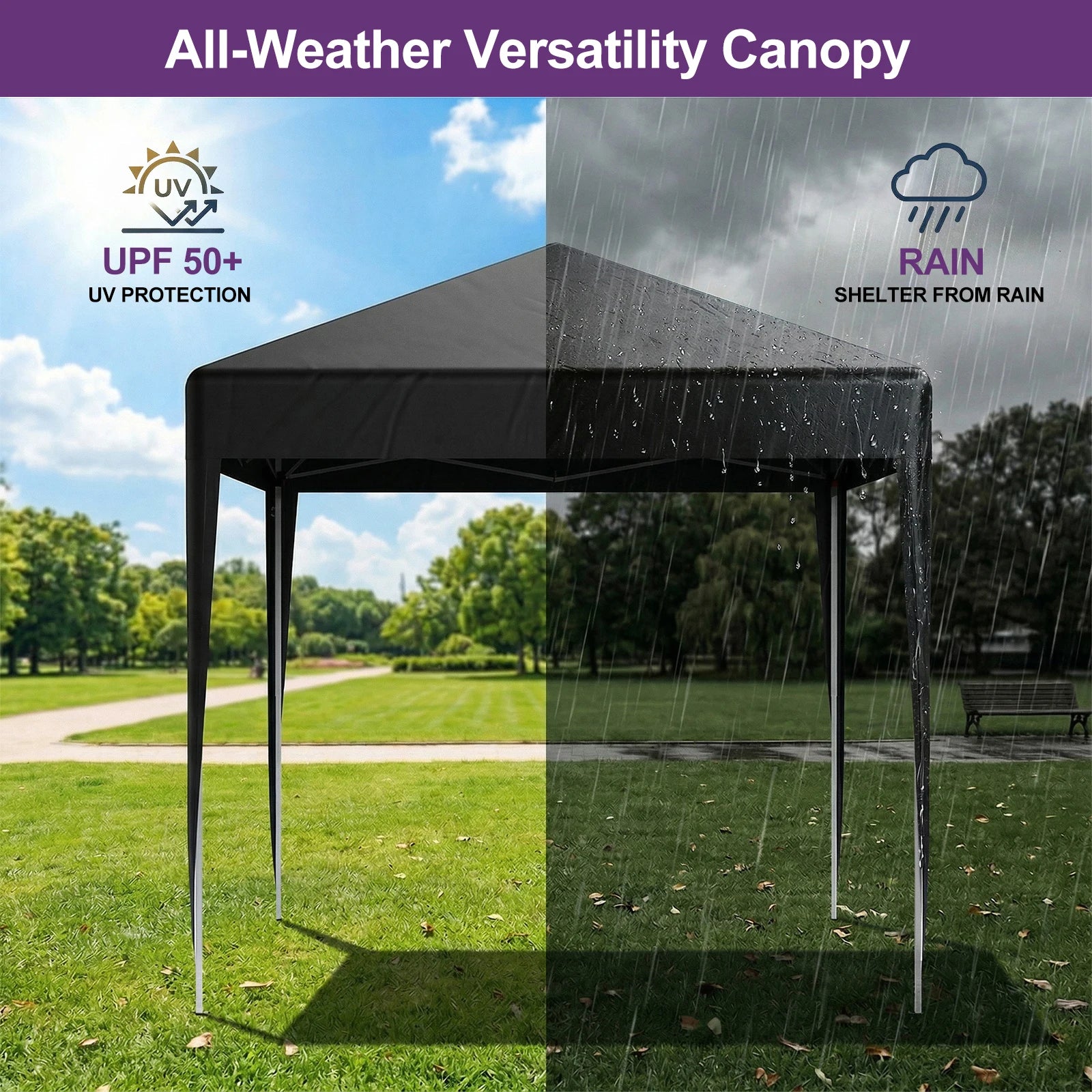 2x2M Pop Up Gazebo Waterproof Canopy with Adjustable Steel Frame