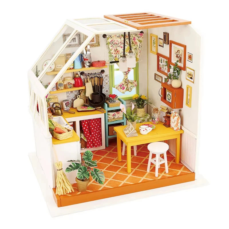 Robotime DIY Miniature Dollhouse Kit with Furniture, Wooden Assemble Toy for Kids & Adults