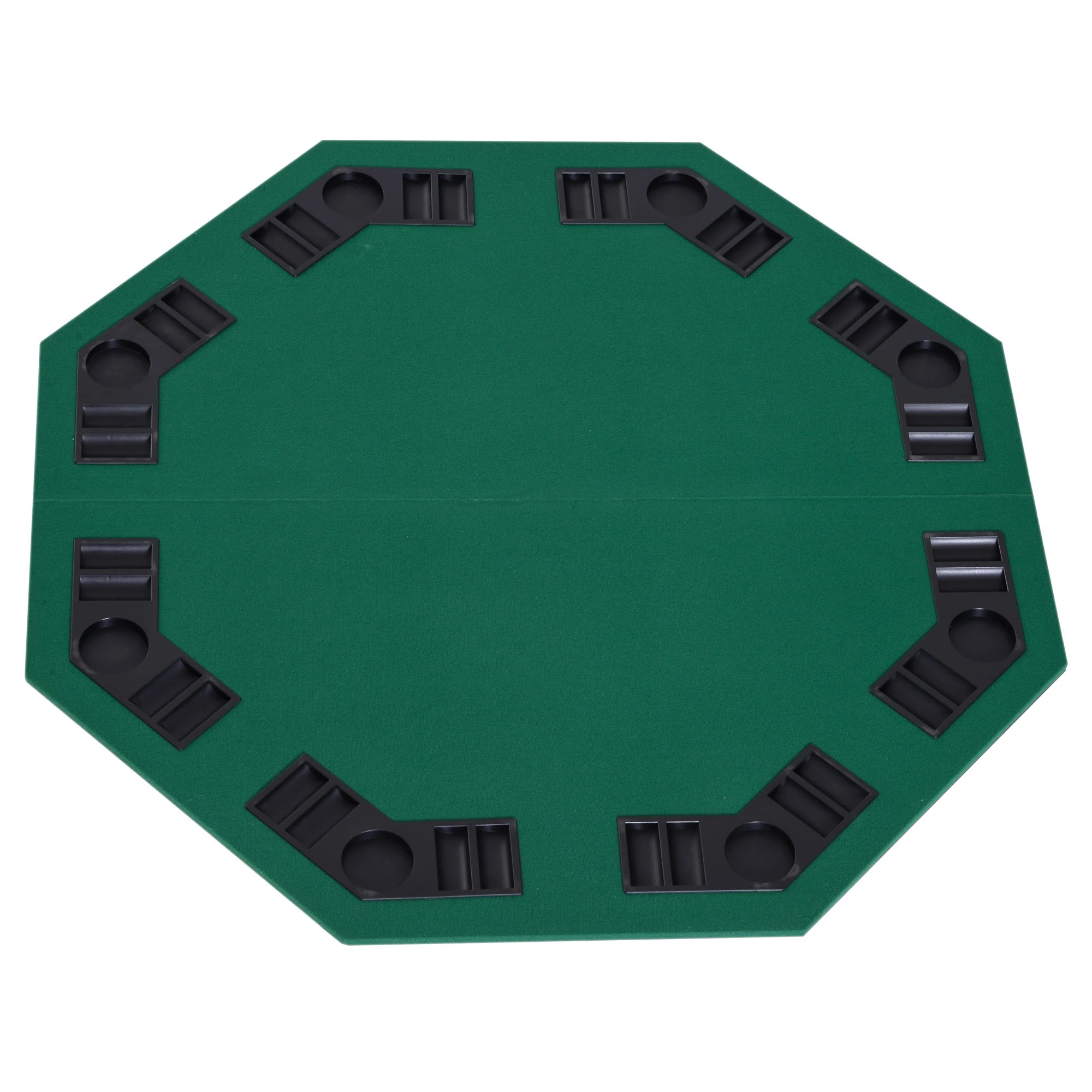 48 Inch Foldable Poker Table Top 120cm Round 8 Player Green Felt with Cup Holders Chip Trays and Carry Bag