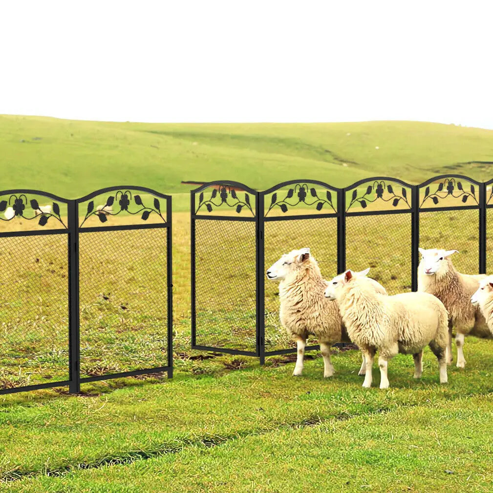 BINGOPAW 5 Panel Heavy Metal Dog Playpen Garden Fence 43.3 Inch with Safety Latch Indoor Outdoor