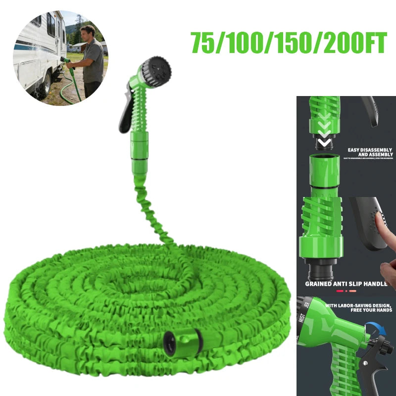 75-200FT Expandable Garden Hose 3x Expandable 7 Spray Patterns for Pets Cars Gardens Patios