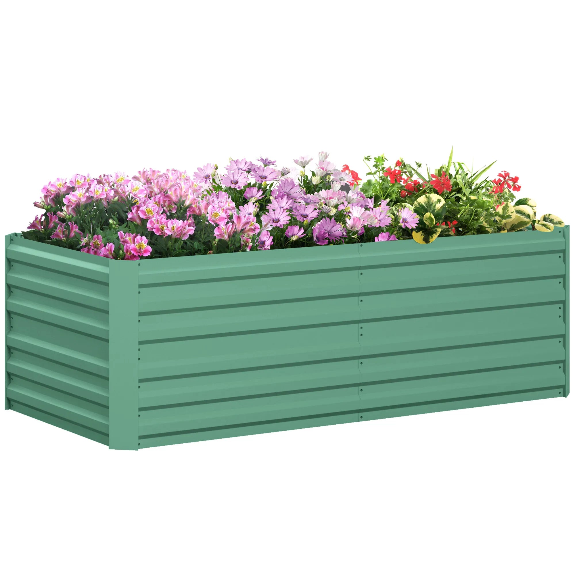 Galvanised Steel Raised Garden Bed 180x90x59cm Multi-Reinforced Rods Outdoor Planter for Veg Herbs Flowers Light Green