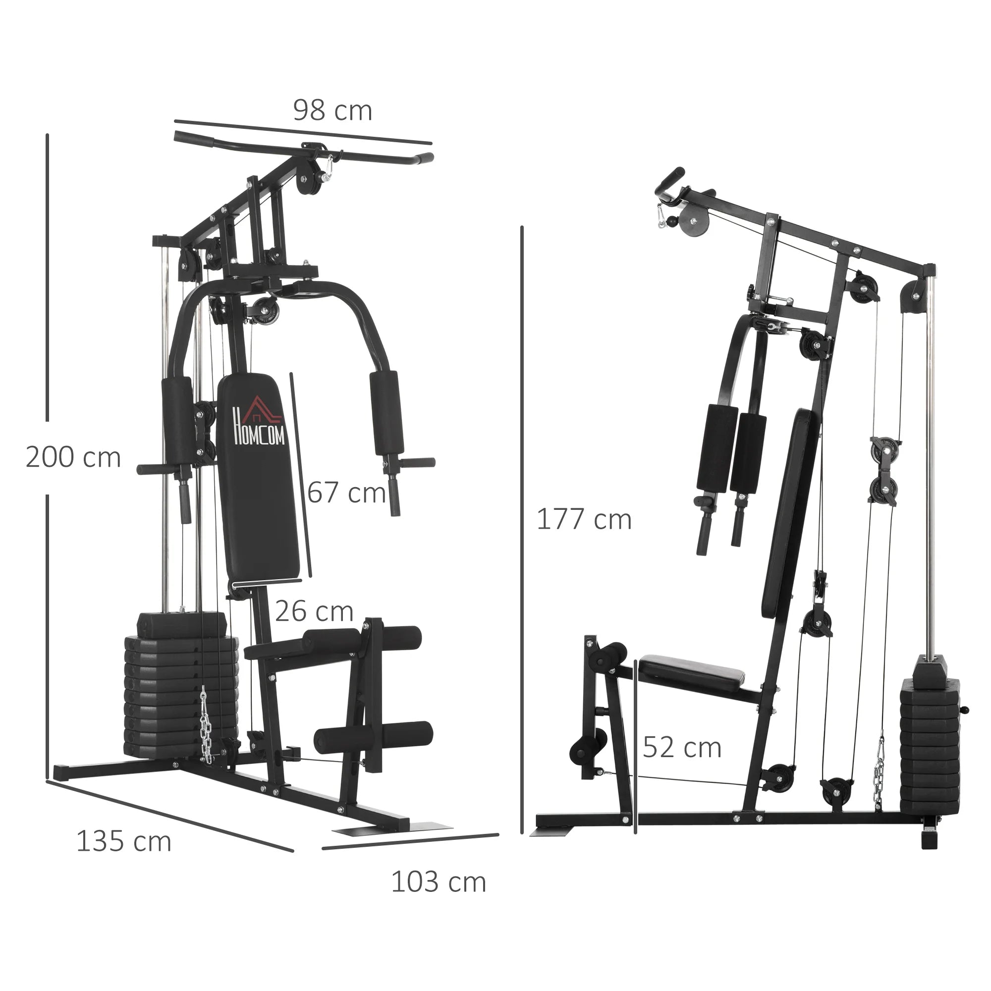 Multifunction Home Gym Machine with 45kg Weight Stack – Full Body Strength Training Equipment