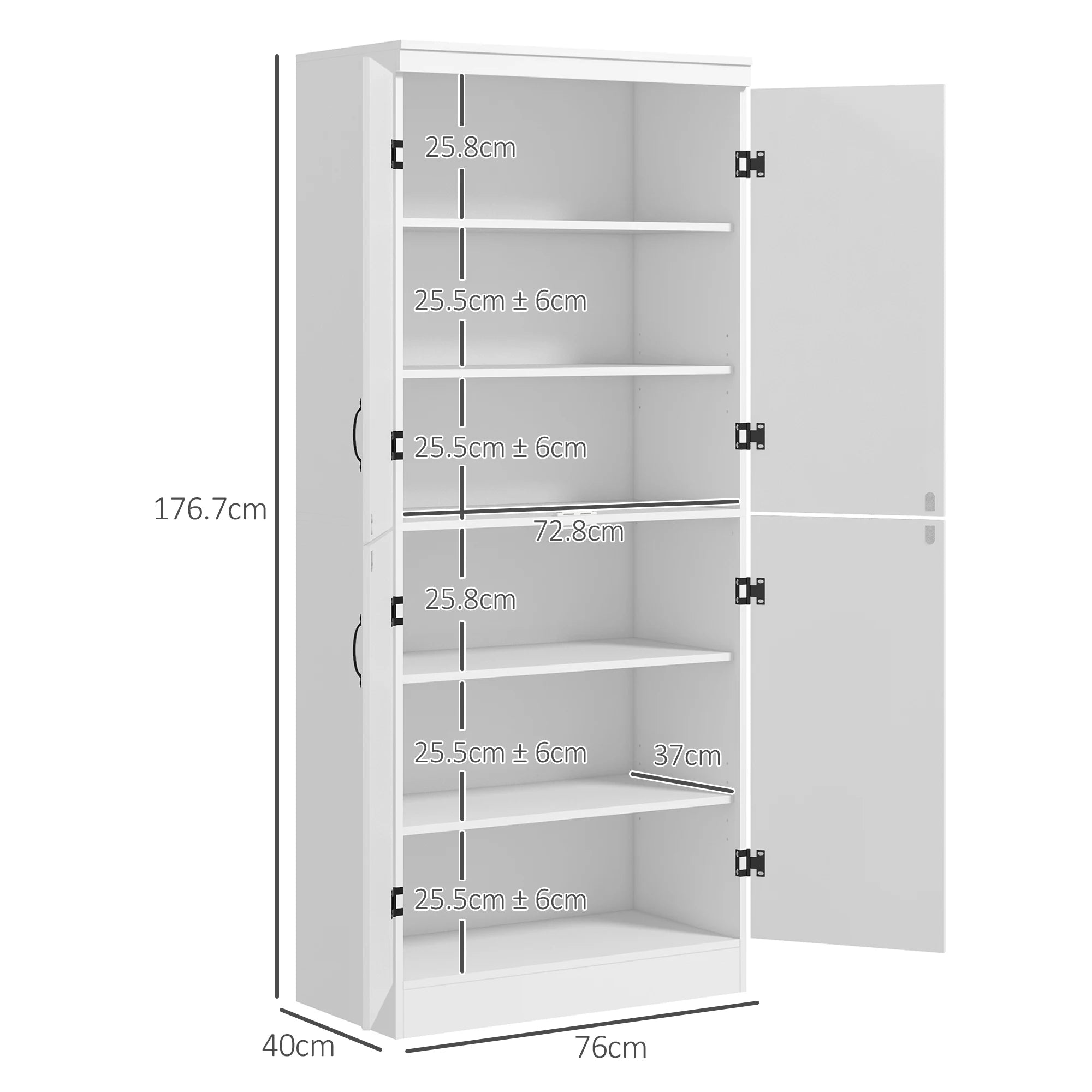 Modern Kitchen Storage Cabinet with 4 Doors & Adjustable Shelves