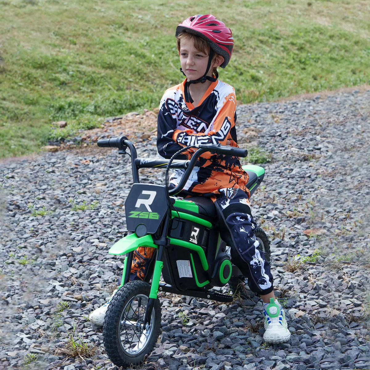 24V Kids Electric Motorbike 119x64x76.5cm Twist Grip Throttle 2 Speeds 12 Inch Pneumatic Tyres with Music