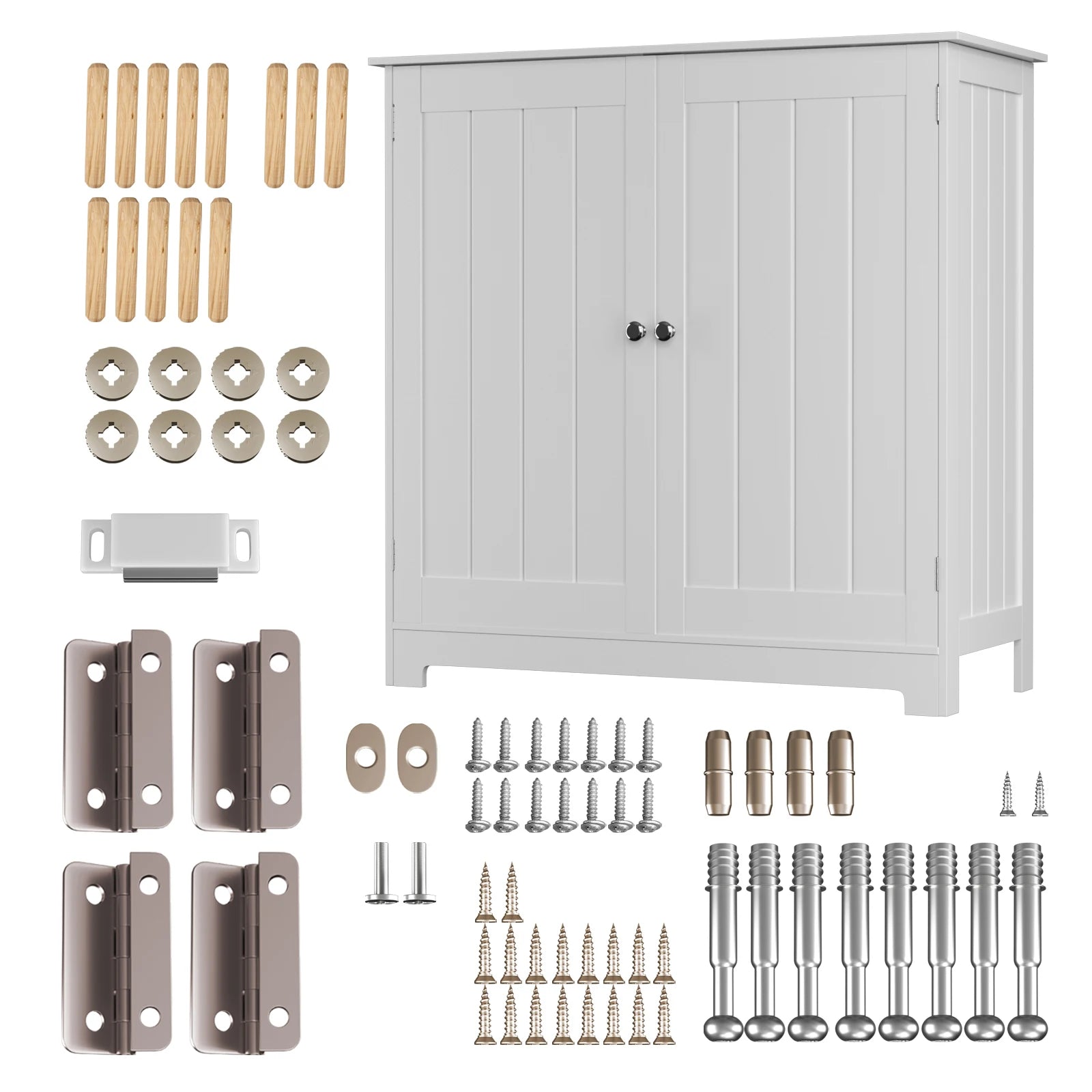 Under Sink Bathroom Cabinet 60x30x60cm with Double Doors | Freestanding MDF Basin Storage Cupboard Unit