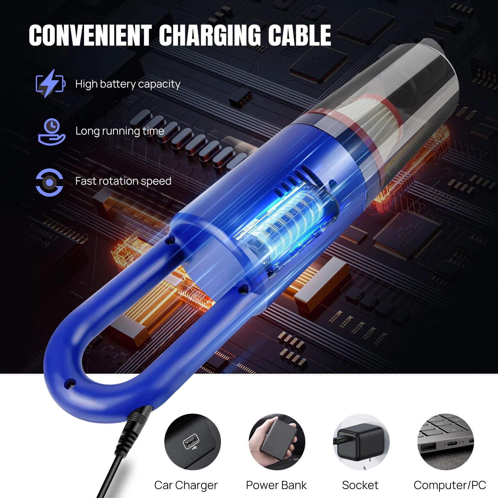 Wireless Handheld Vacuum Cleaner 6200Pa Strong Suction Wet and Dry Car and Home Mini Vacuum