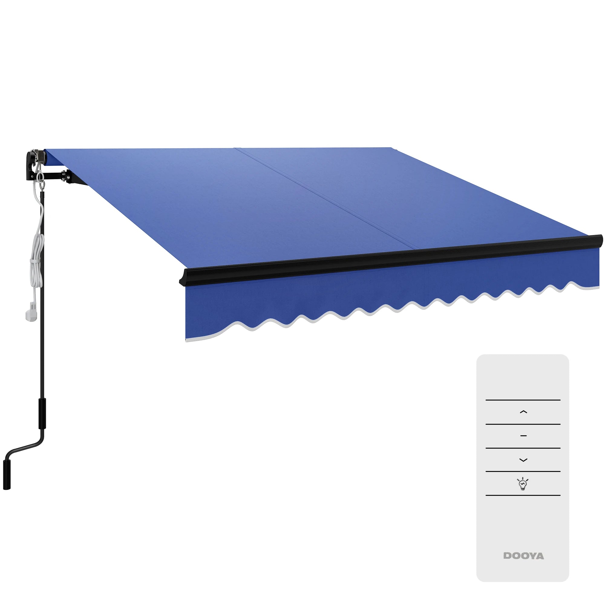 2.5x2m Electric Retractable Awning with LED Lights and Remote Control UV50+ Aluminium Frame Patio Canopy Blue