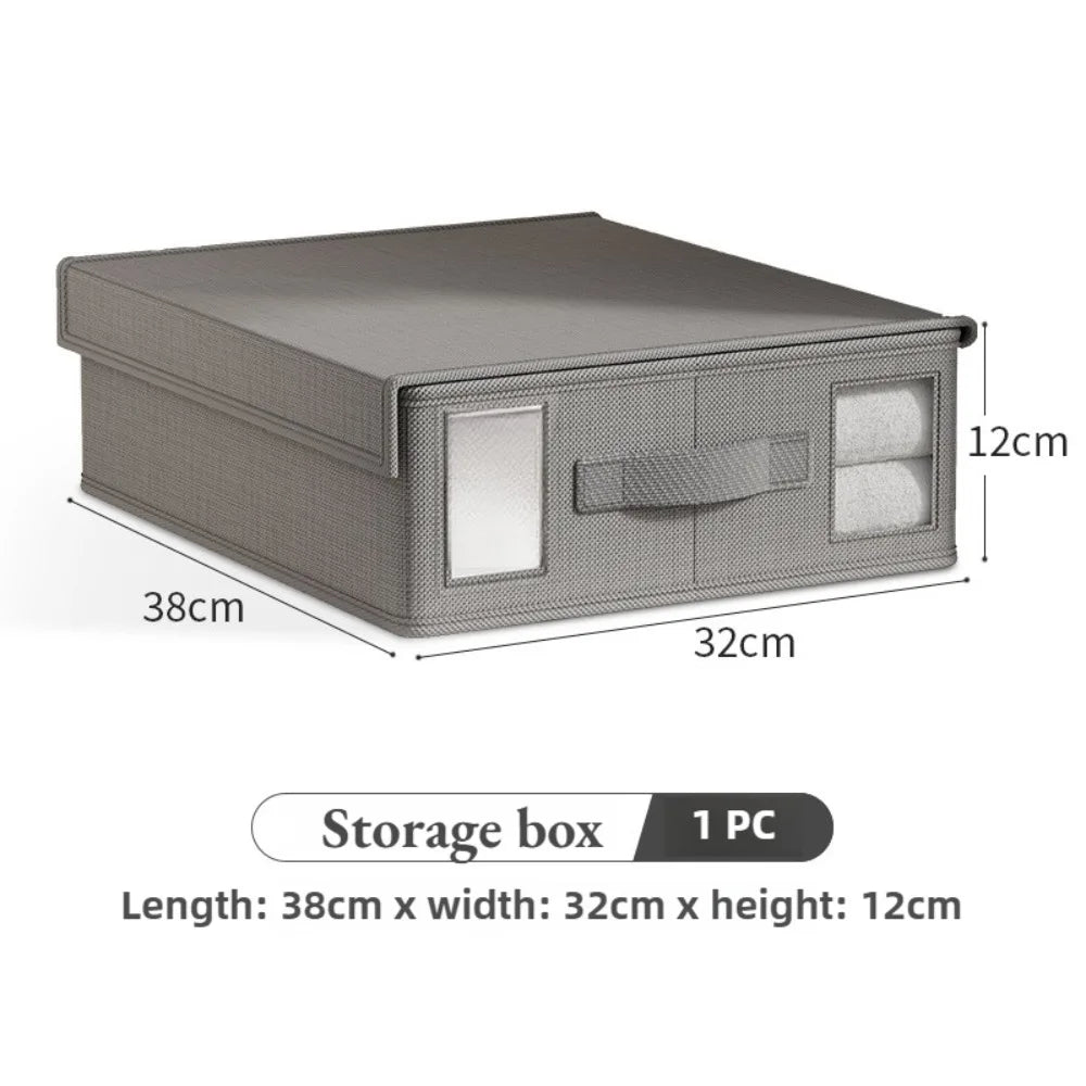 Non-Woven Fabric Storage Box Foldable Wardrobe Organiser for Bed Sheets Blankets Quilts Clothing Grey Beige