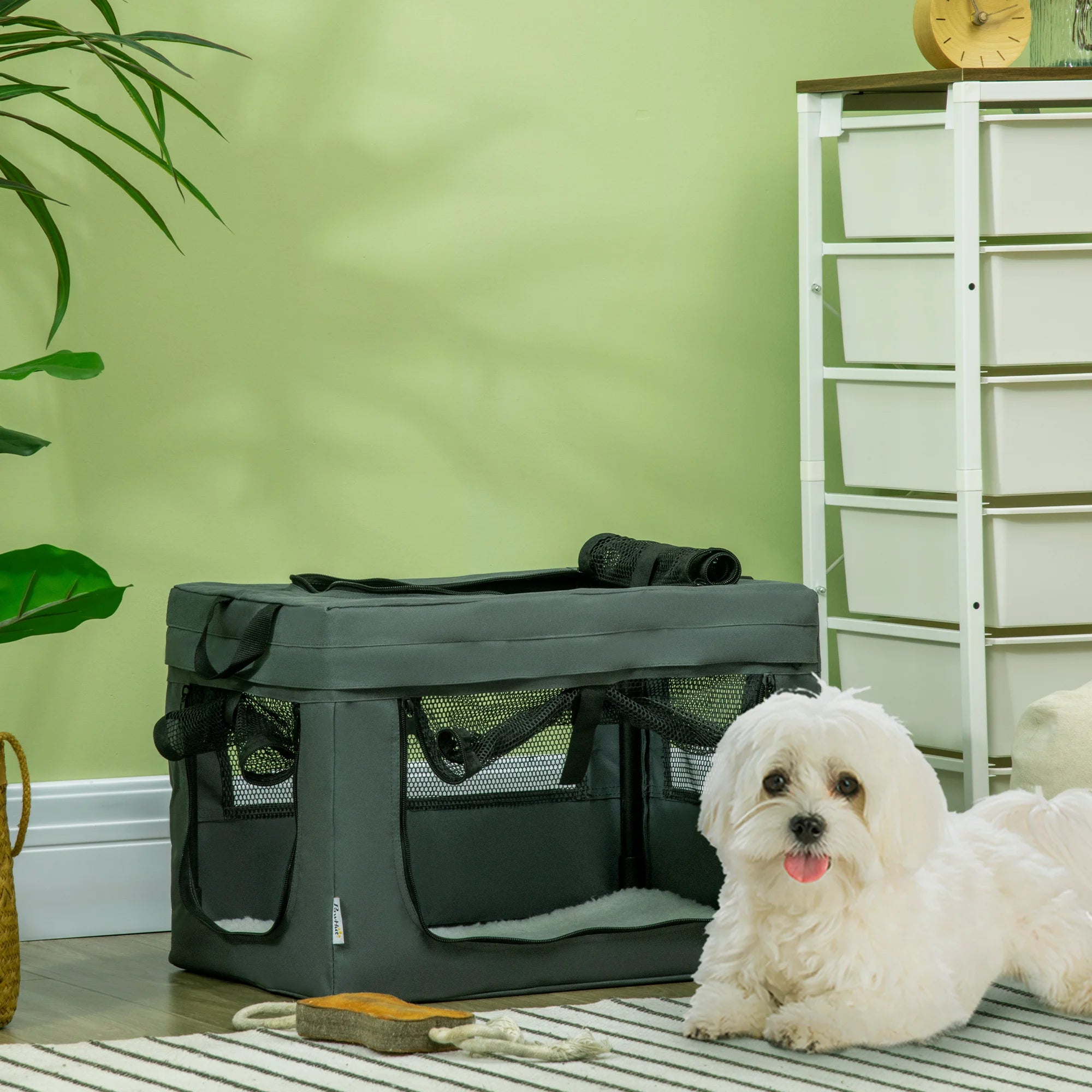 Soft Sided Fabric Dog Crate Collapsible Travel Carrier with Cushion 3 Doors 5 Sizes for Dogs and Cats