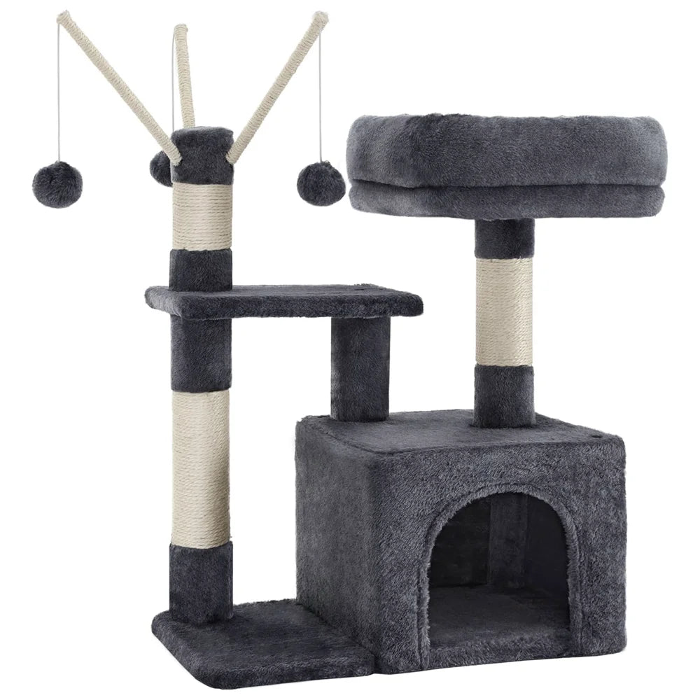 Cat Tree Tower 53x33x72cm with Perch Cozy Condo Scratching Post for Indoor Outdoor Cats