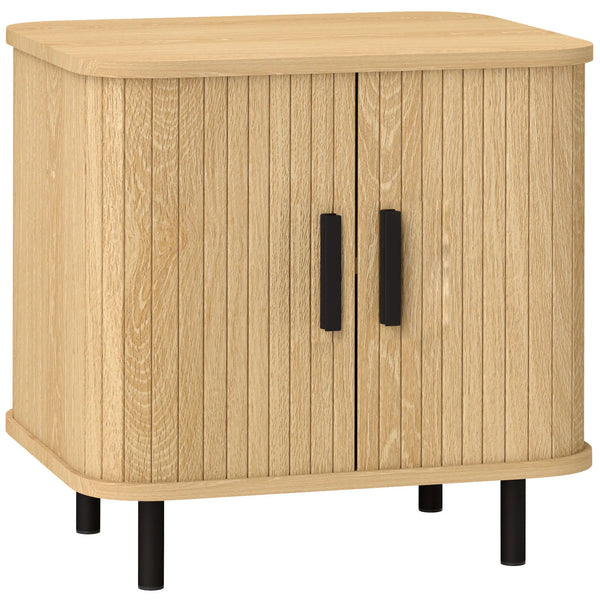 Nightstand with Sliding Doors and Metal Legs
