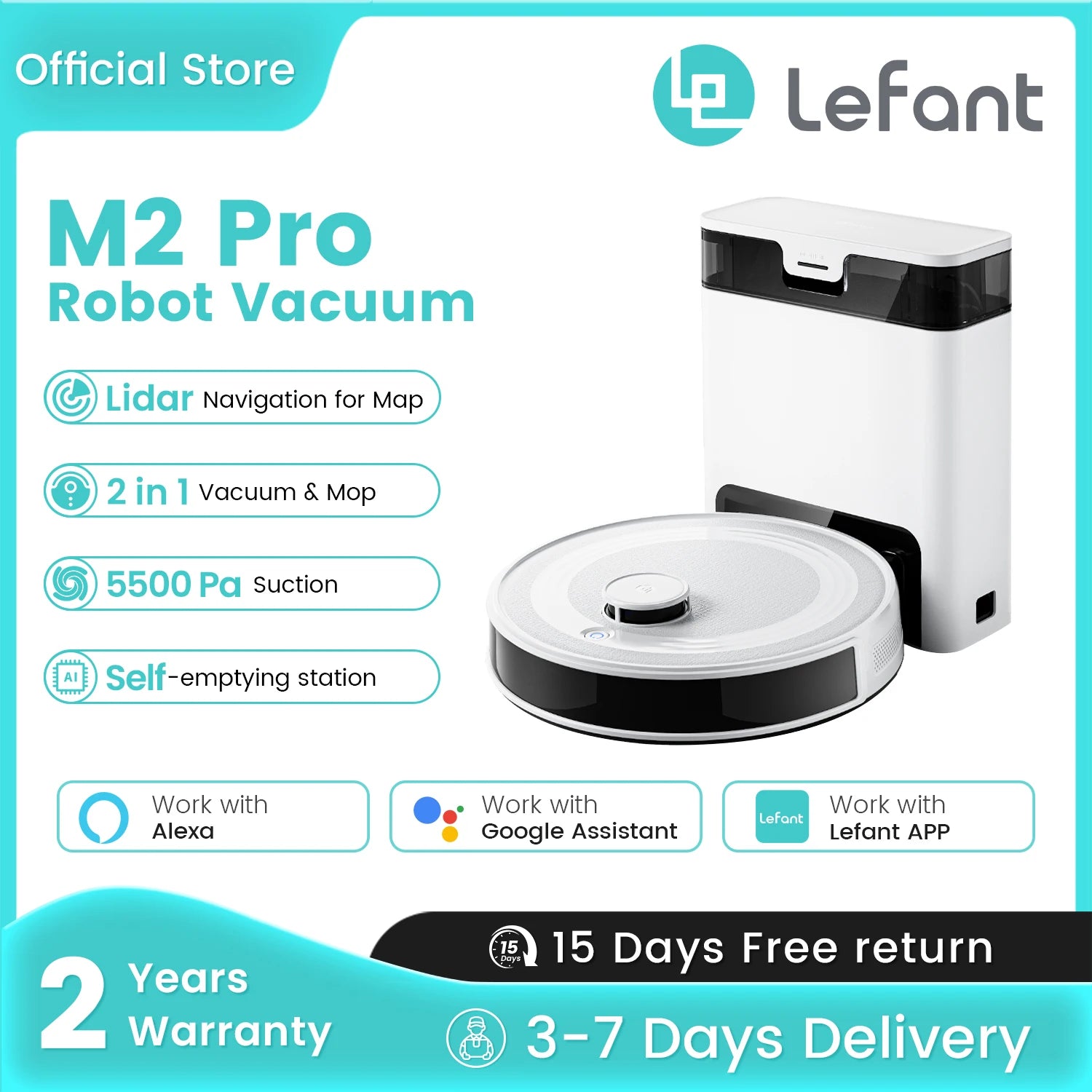 Robot Vacuum and Mop 6000Pa Smart Mapping Automatic Cleaner Self Emptying Home Cleaning
