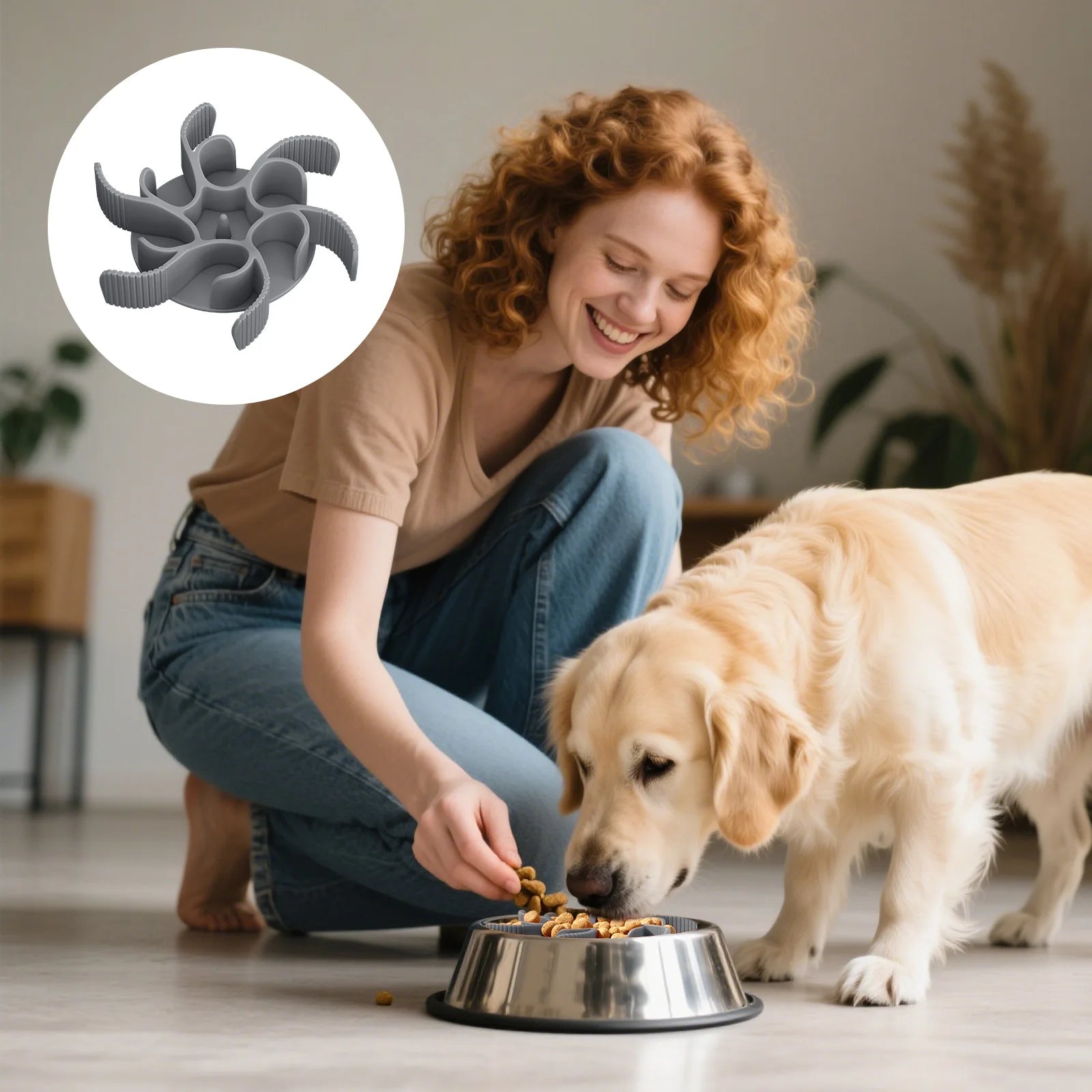Non-Slip Slow Feeder Insert Silicone Licking Mat 17.5cm Cuttable Suction for Dog Bowls Messy Eaters