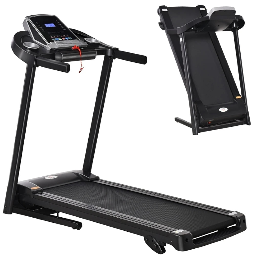 Folding Treadmill 2.0HP Incline 12.8km/h LED Display 12 Preset Programs Drink Phone Holder for Home Gym