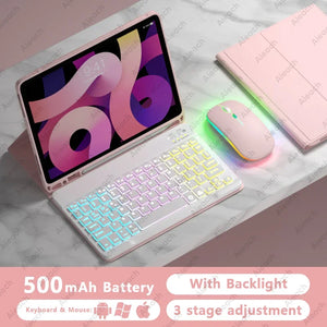 AIEACH Ipad Case Keyboard for Pro 13 M4, 12.9 3-6Th, 11 1-4Th, Air 13/11 M2/M3, Air(4-5Th), Ipad 7-10Th, Backlight Pencil Holder