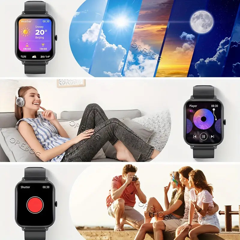 Wireless Calling Smartwatch – Fitness Tracker with Pedometer, 100+ Sport Modes, AI Voice Control, Custom Watch Faces & Alarm – Compatible with iPhone & Android, Great Gift for Friends