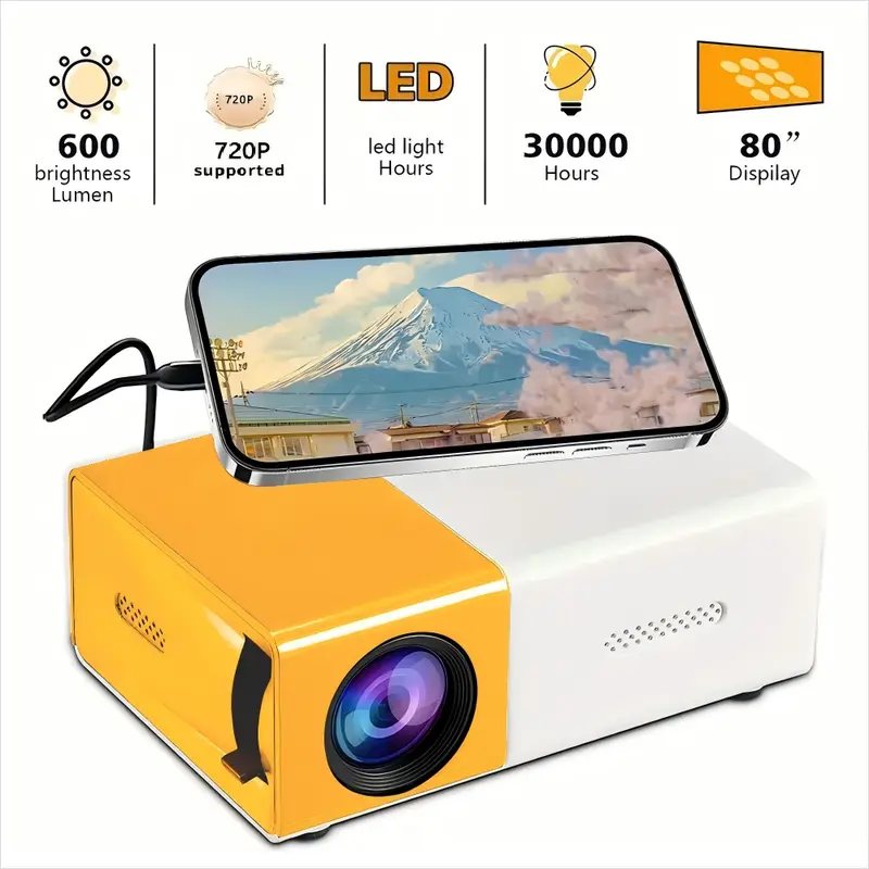Mini Projector for Home Theater & Outdoor Camping – Connects to Smart Devices, Perfect for Christmas, Halloween & Thanksgiving Gifts