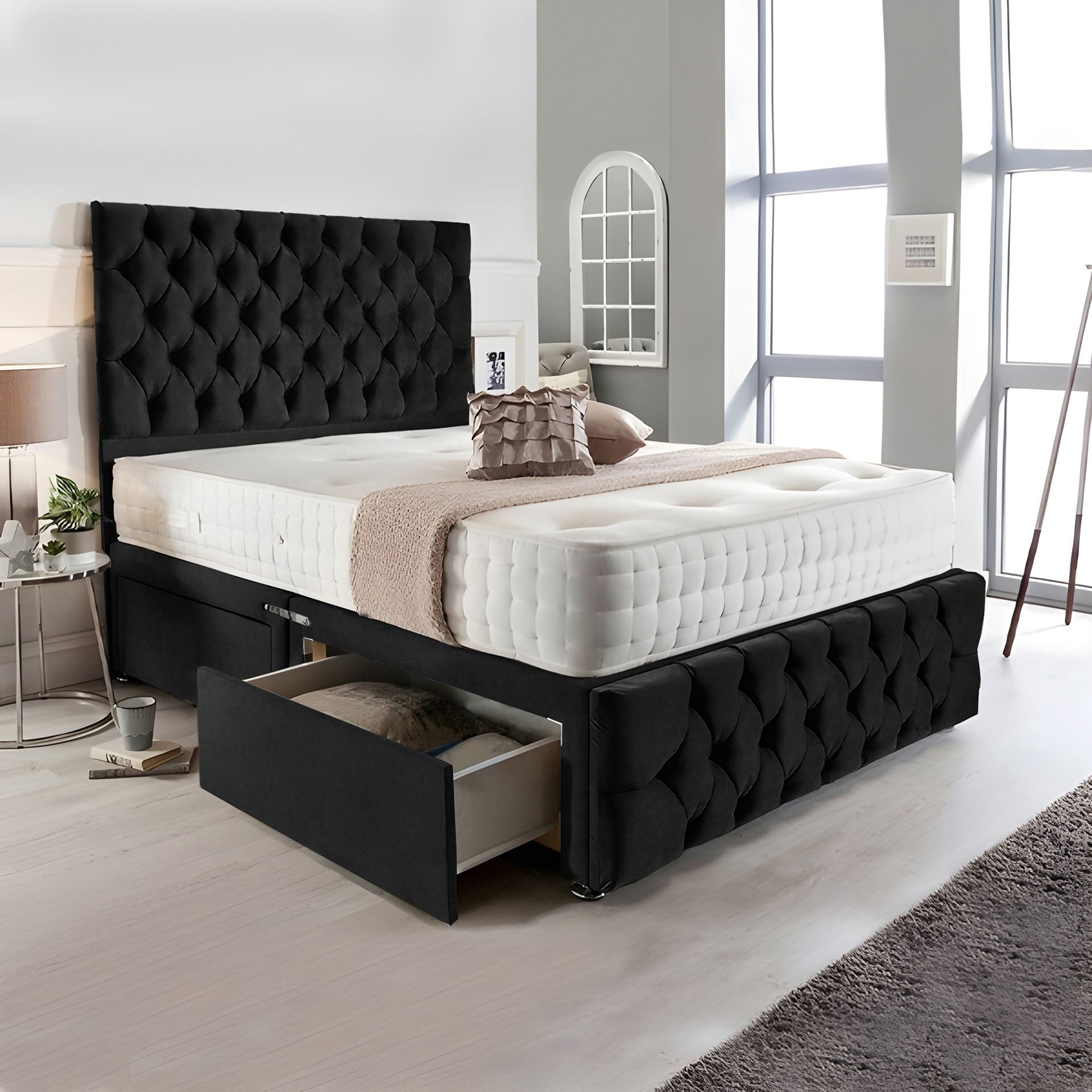 Complete Divan Bed with Matching Headboard & Footboard – Pocket Spring Mattress for Enhanced Support