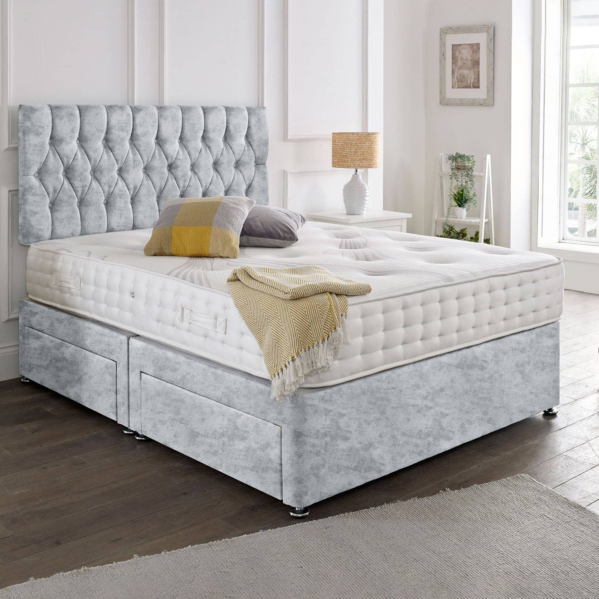 Classic Upholstered Bed Frame with Deluxe Foam