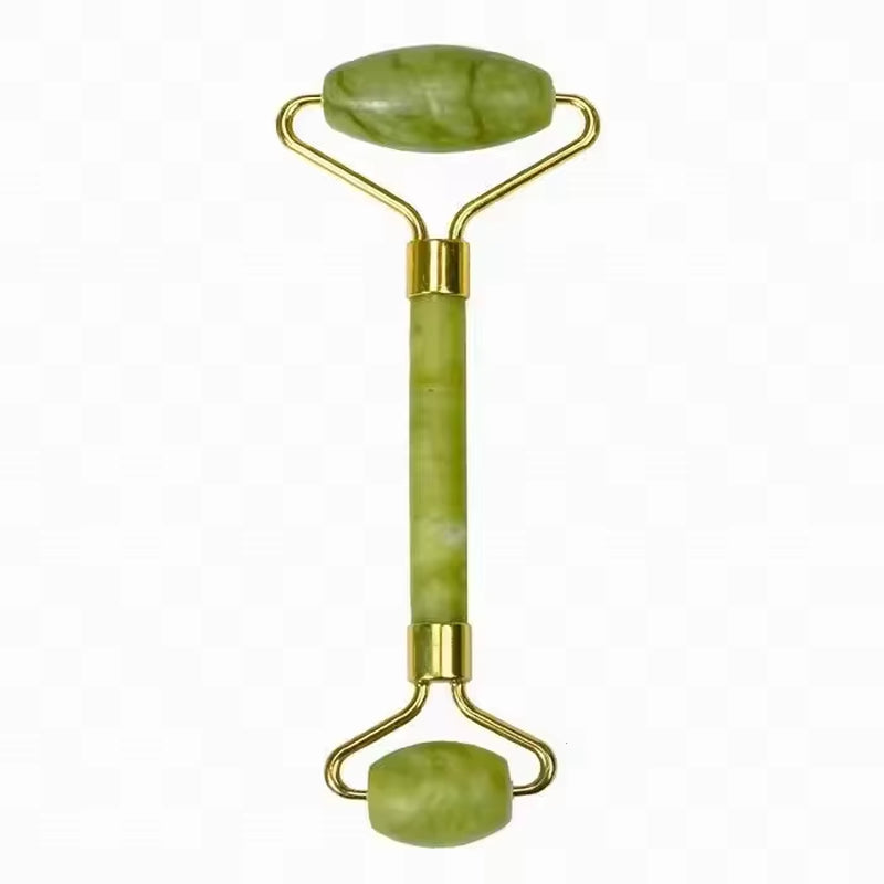 Skin Care Quartz Stone Natural Face Jade Roller Set Cooling Eye Gua Sha Tool Facial Beauty Massage for Face Jade Wheel Green
