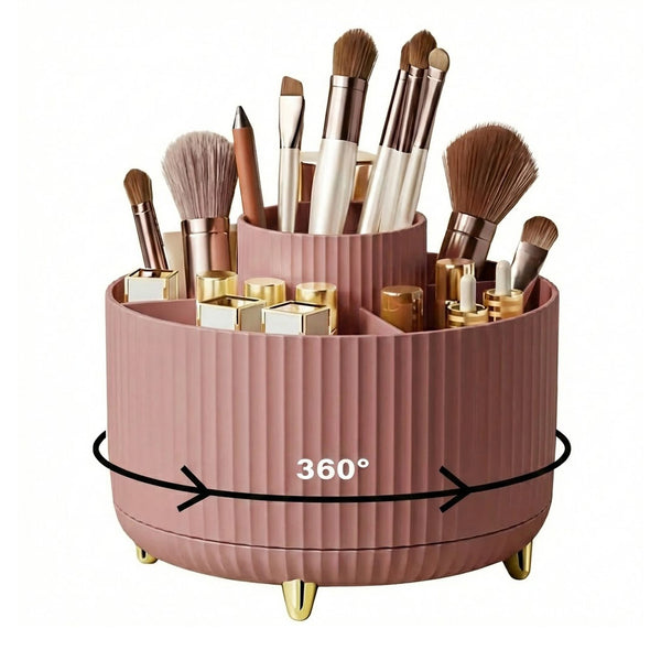 RONSLORE 360° Rotating Makeup Brush Holder | 5-Slot Desktop Organizer for Vanity & Bathroom