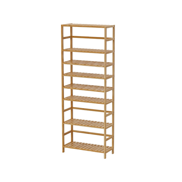 6-Tier Bamboo Bookshelf and Flower Rack with Adjustable DIY Shelves | Freestanding Natural Wood Display Unit