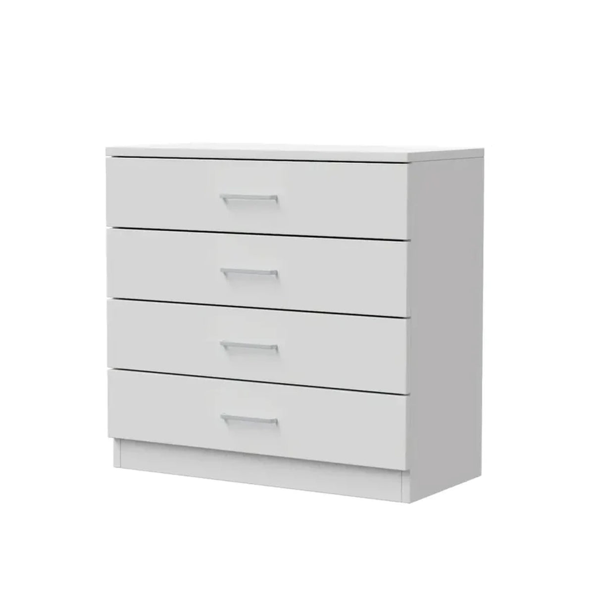4 Drawer Chest of Drawers Hardwood HDF Construction Metal Handles Flat Panel Doors Bedroom Living Room