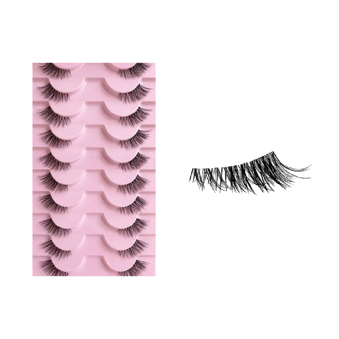 Half Eyelashes, Natural Appearance 10 Pairs of Thick Cat Eyelashes 10Mm Wispy Eyelashes with Short False Eyelashes 3D04-10F