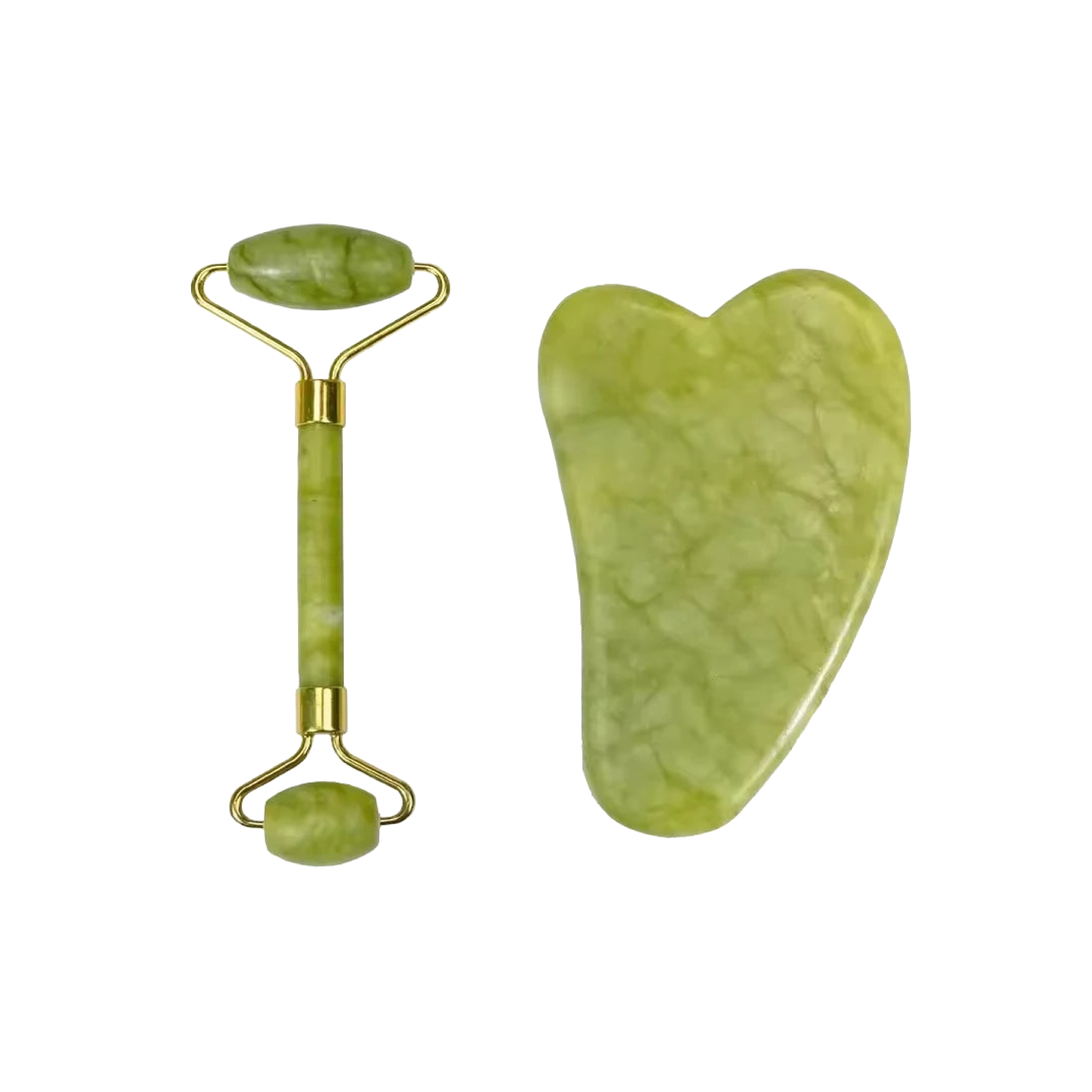 Skin Care Quartz Stone Natural Face Jade Roller Set Cooling Eye Gua Sha Tool Facial Beauty Massage for Face Jade Wheel Green