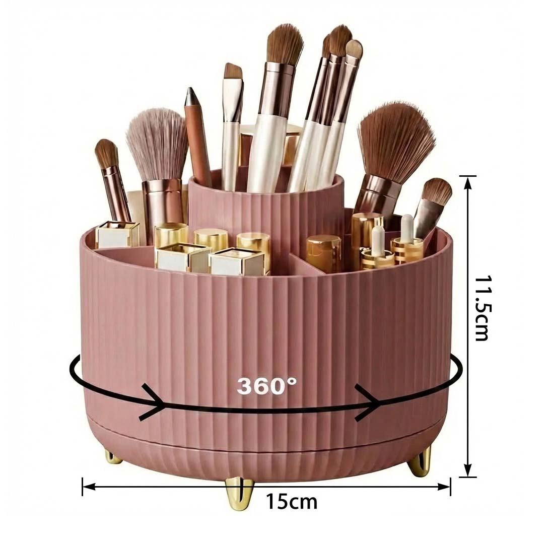RONSLORE 360° Rotating Makeup Brush Holder | 5-Slot Desktop Organizer for Vanity & Bathroom