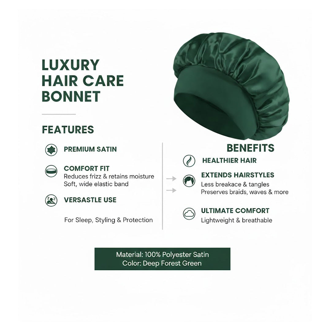 Satin Sleep Bonnet for Women | Silk Hair Care Bonnet with Wide Brim & Elastic Band