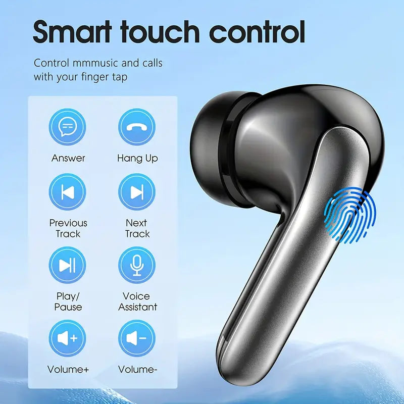 Wireless In-Ear Headphones with 13mm Drivers – Stereo Sound, Ultra-Long Playtime, Type-C Fast Charging Case, Built-in Mic for Gaming, Sports, Business & Music – Compatible with iPhone & Android