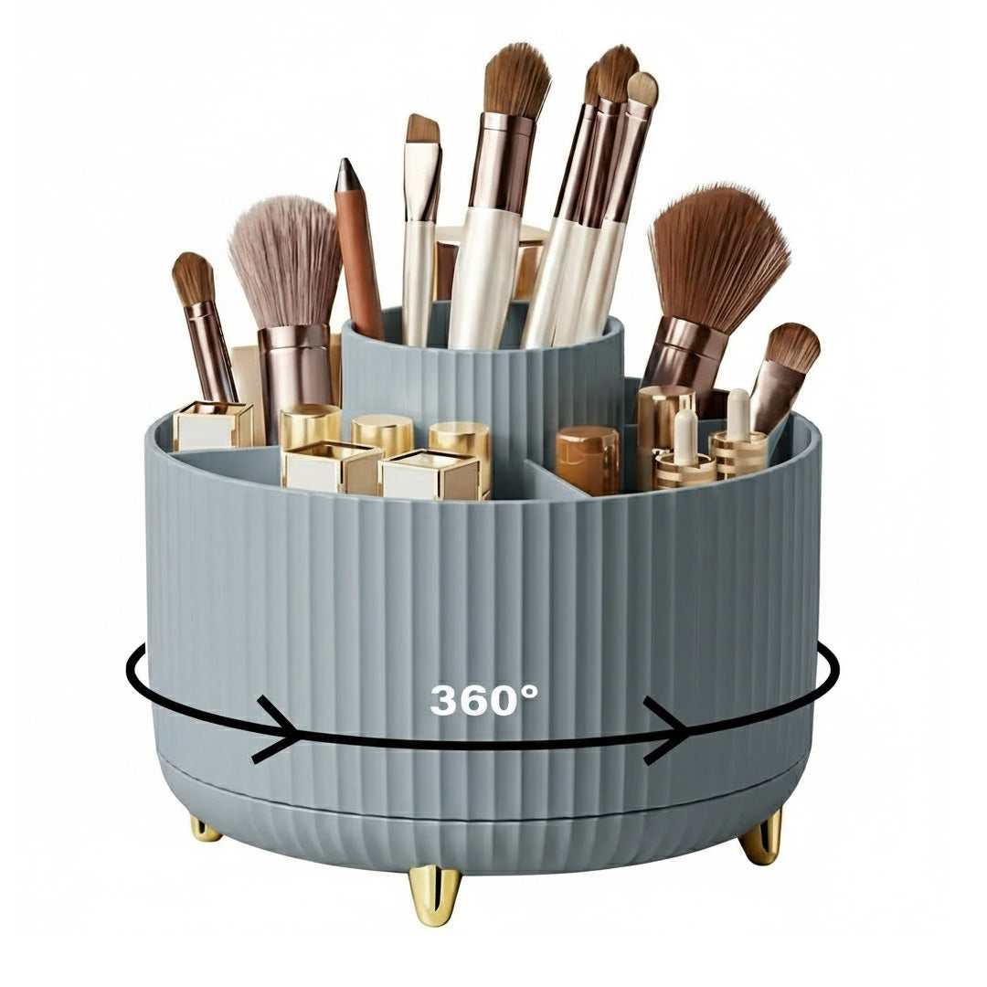 RONSLORE 360° Rotating Makeup Brush Holder | 5-Slot Desktop Organizer for Vanity & Bathroom