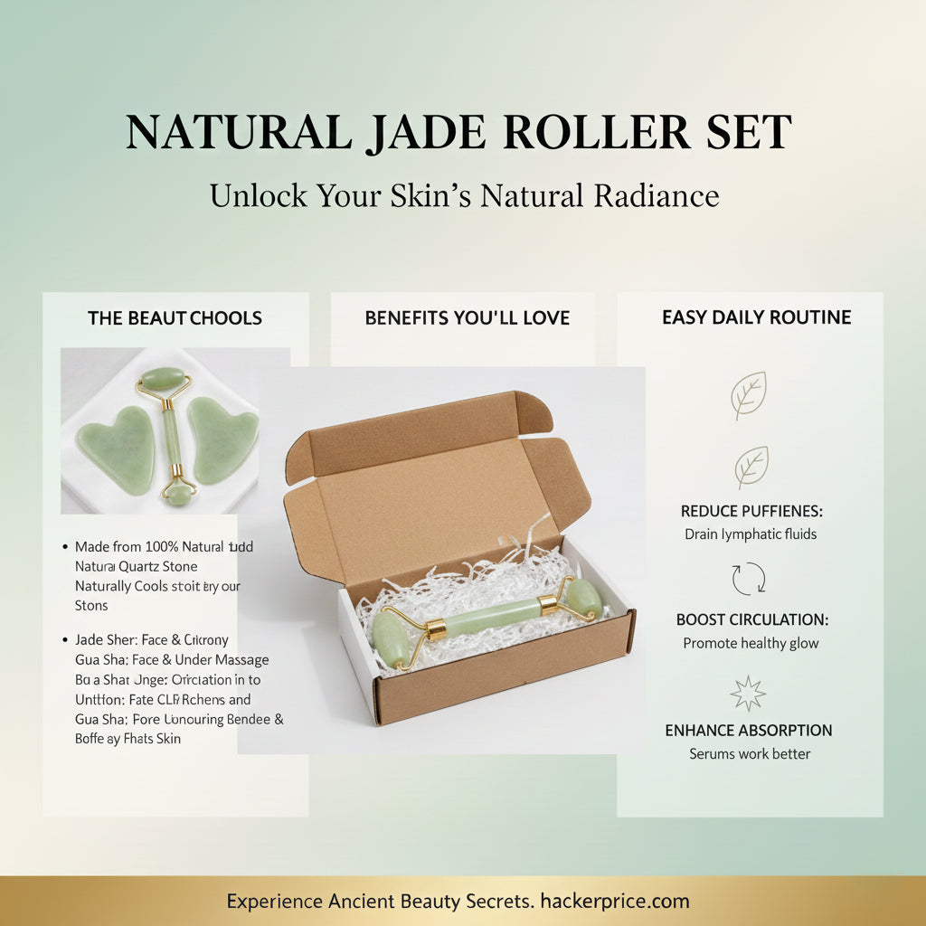 Natural Jade Roller & Gua Sha Set | Face Lifting Massager for Anti-Wrinkle & Skin Care