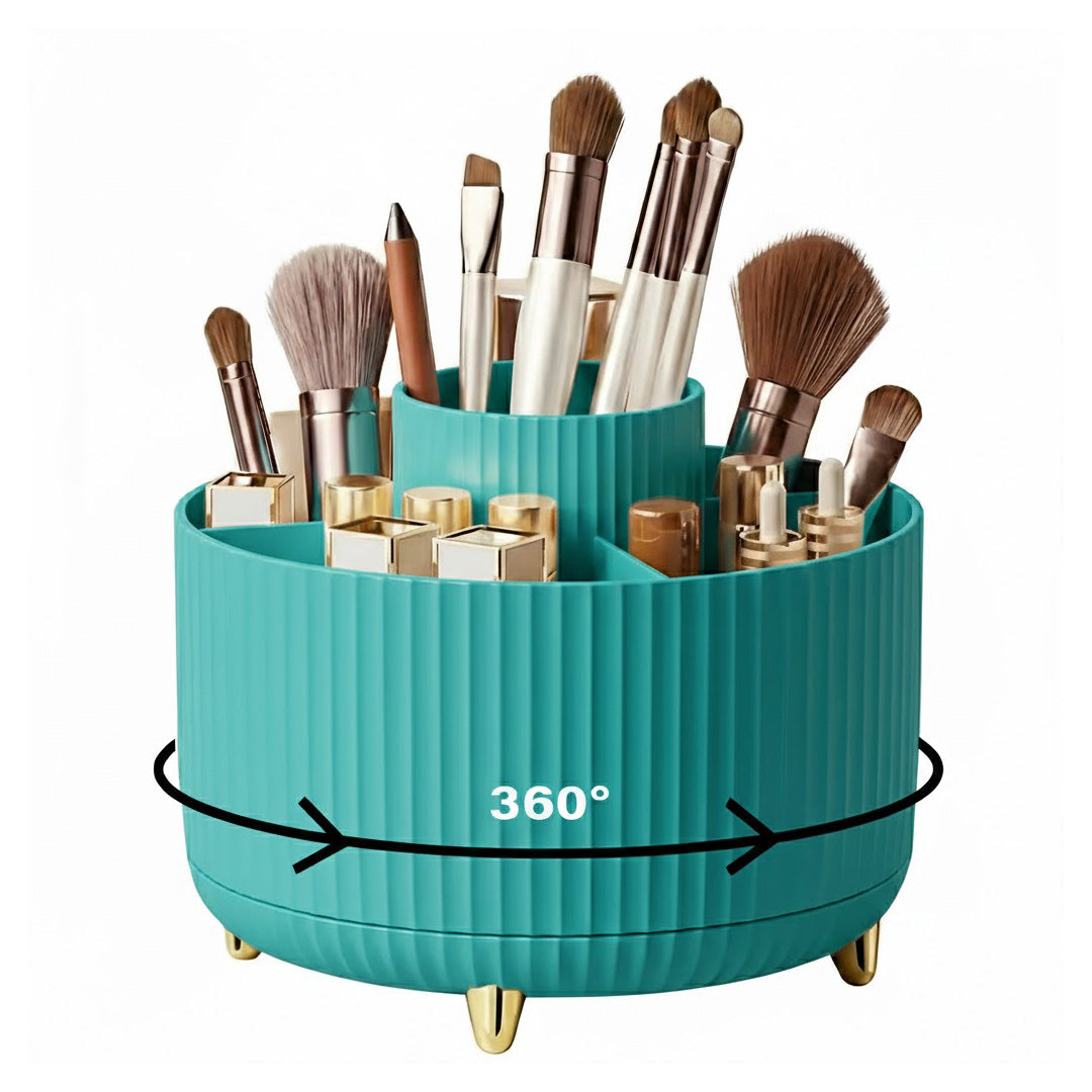RONSLORE 360° Rotating Makeup Brush Holder | 5-Slot Desktop Organizer for Vanity & Bathroom