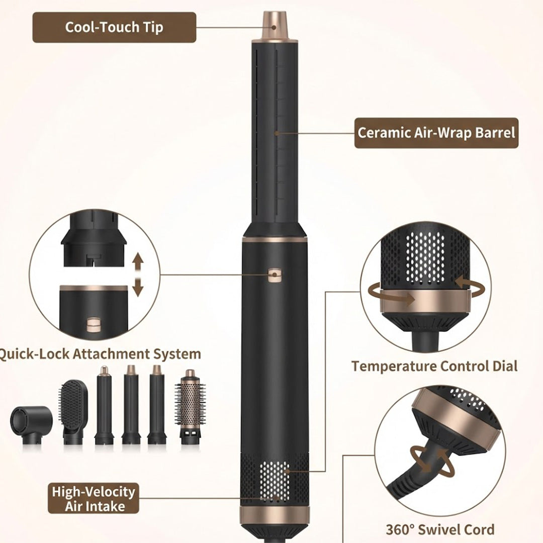 UKLISS 5-in-1 Blow Dryer Brush | Negative Ion Hot Air Curler & Hair Styler