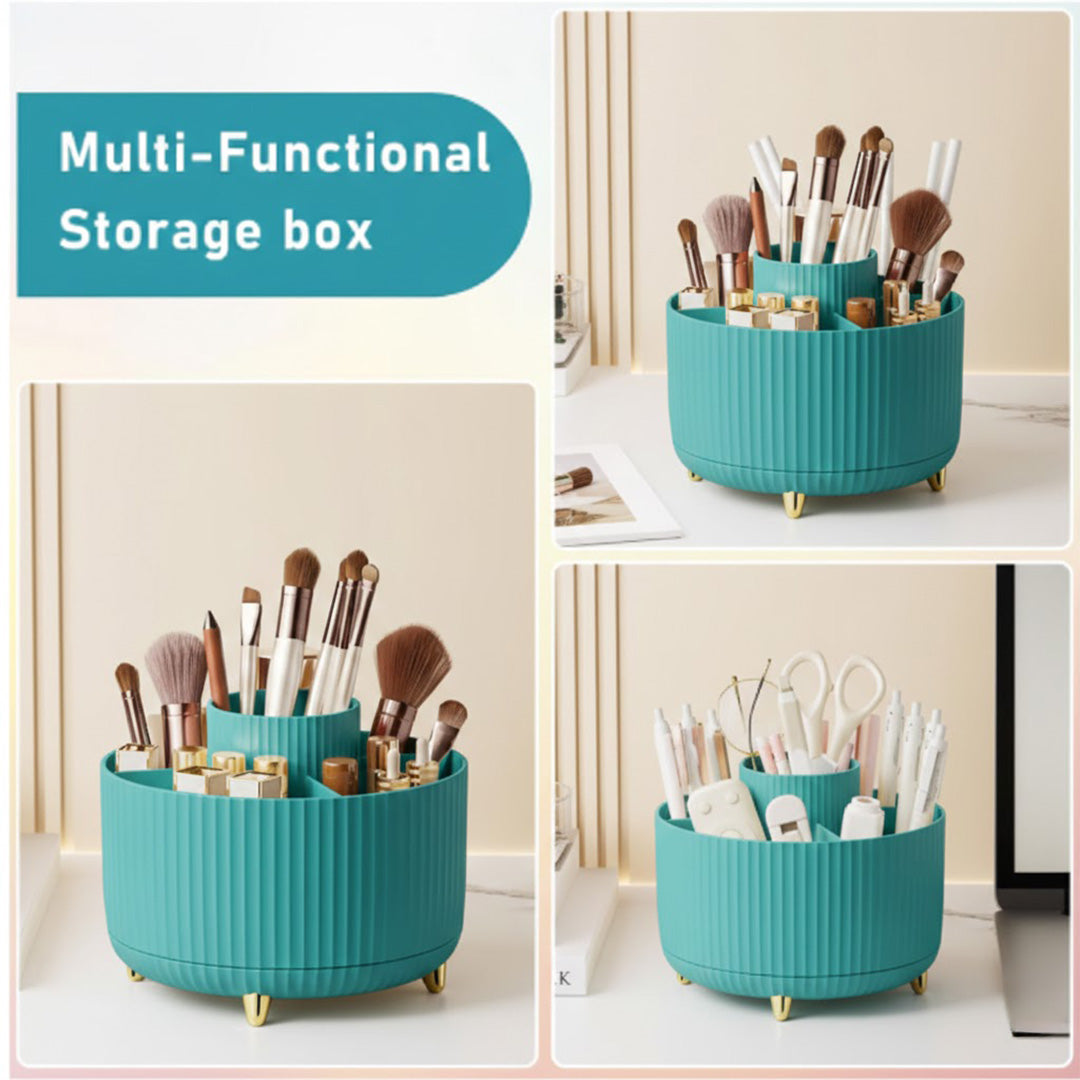 RONSLORE 360° Rotating Makeup Brush Holder | 5-Slot Desktop Organizer for Vanity & Bathroom
