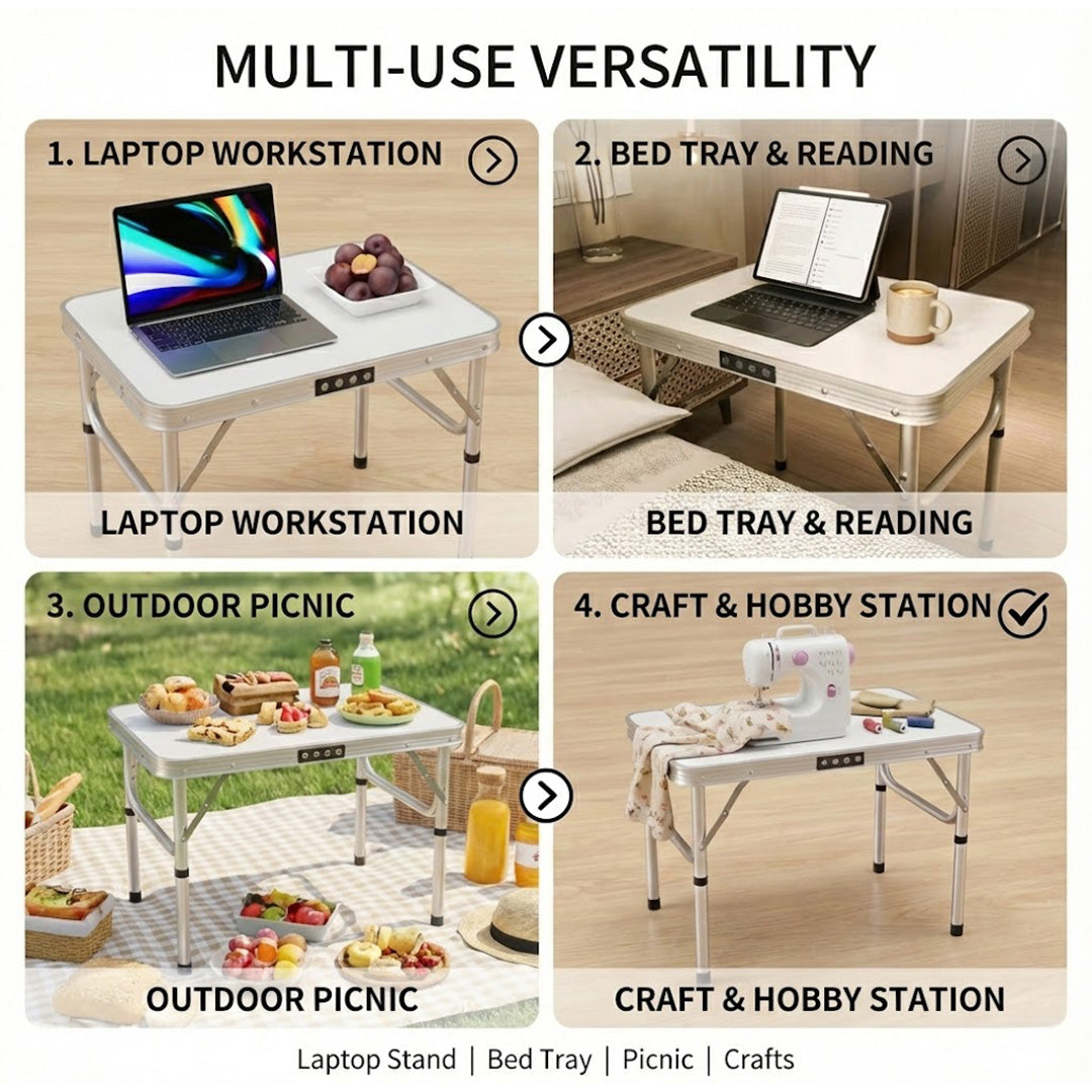 DayPlus Folding Picnic Table | Portable Aluminium Camping & Outdoor Table with 2 Height Settings