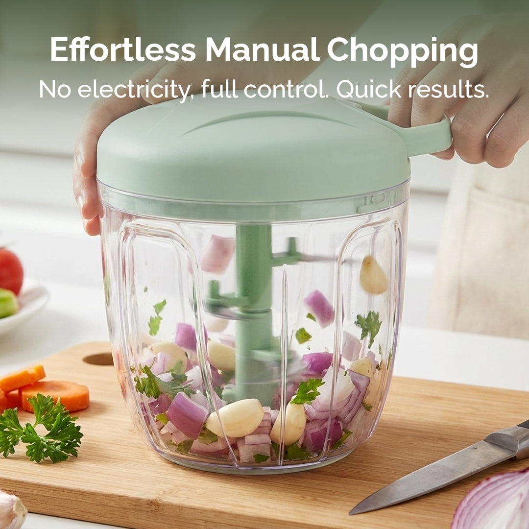 Manual Garlic Chopper & Meat Mincer | 500/900ML Rotating Press Crusher