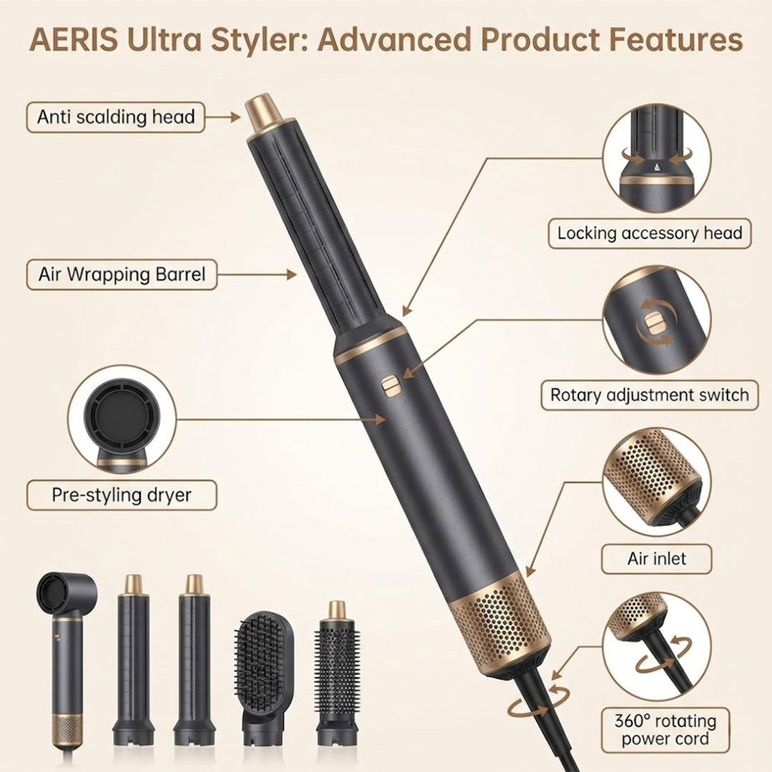 UKLISS 5-in-1 Blow Dryer Brush | Negative Ion Hot Air Curler & Hair Styler
