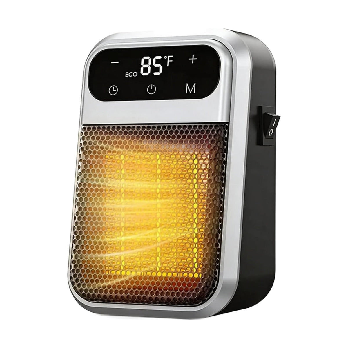 800W plug-in ceramic wall heater on a white background