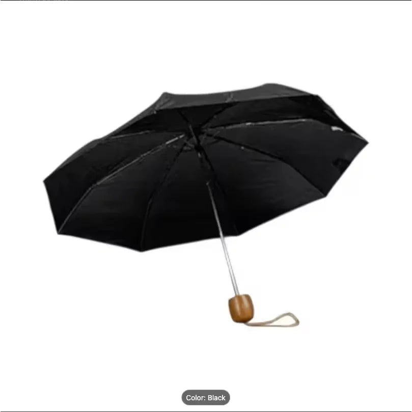Black Compact Folding Umbrella with Storage Bag, Lightweight Travel Umbrella