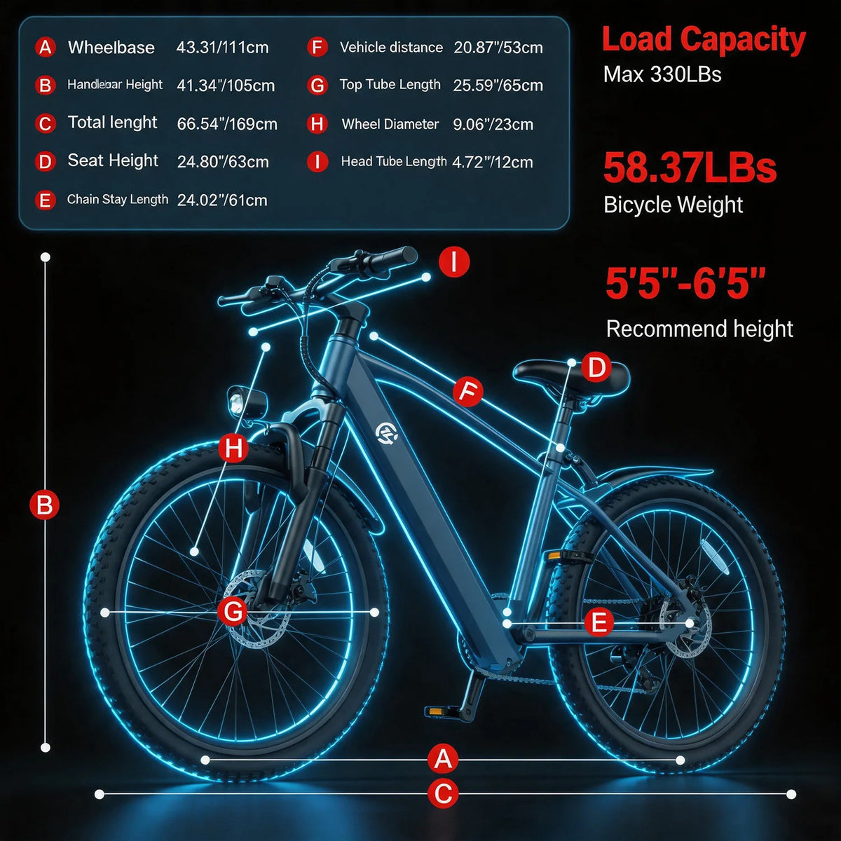 L26 26 Inch Electric Mountain Bike with 250W Motor, 36V 7.8Ah Removable Battery and Shimano 7-Speed