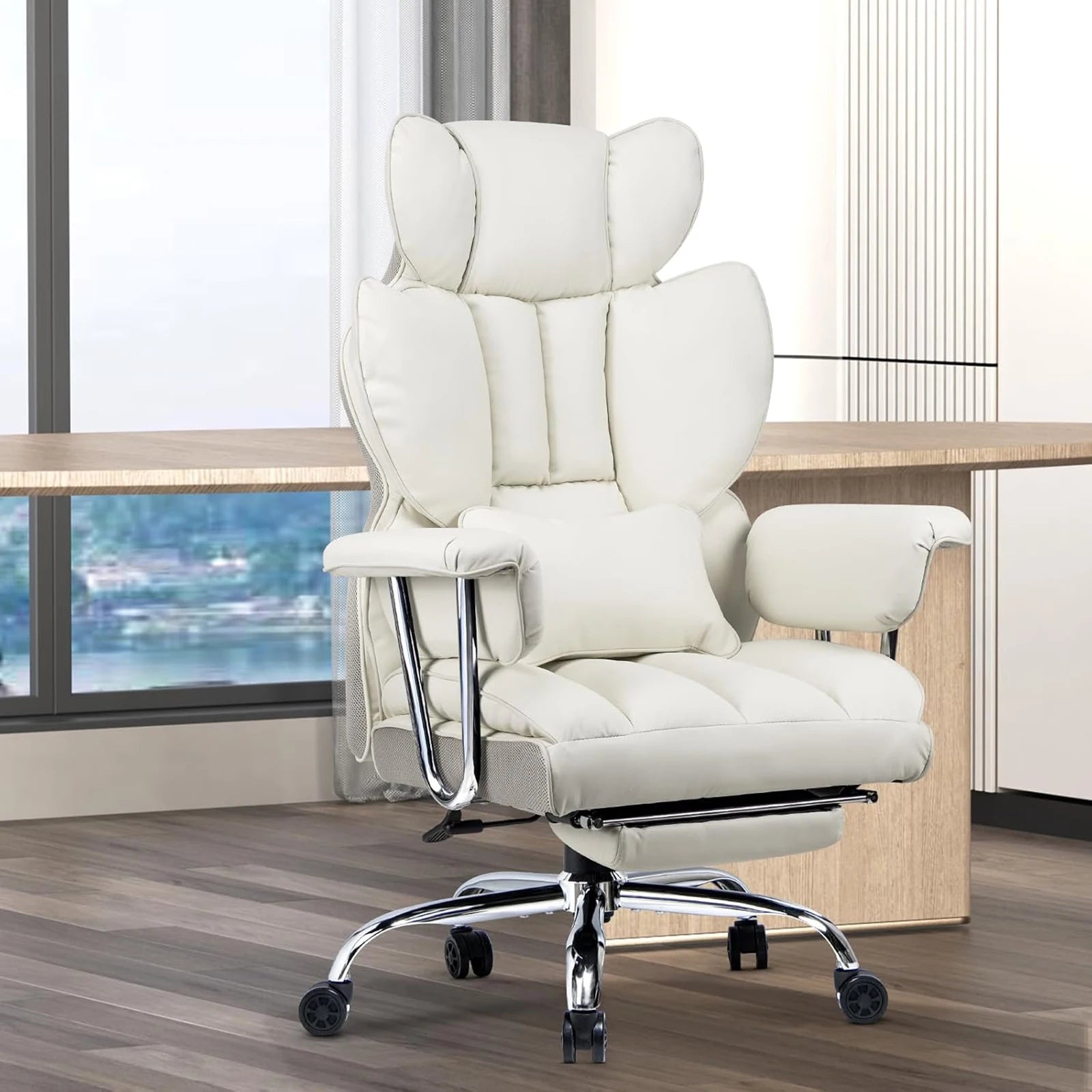 Executive Office Chair PU Leather Recliner with Footrest Heavy Duty Ergonomic Chair