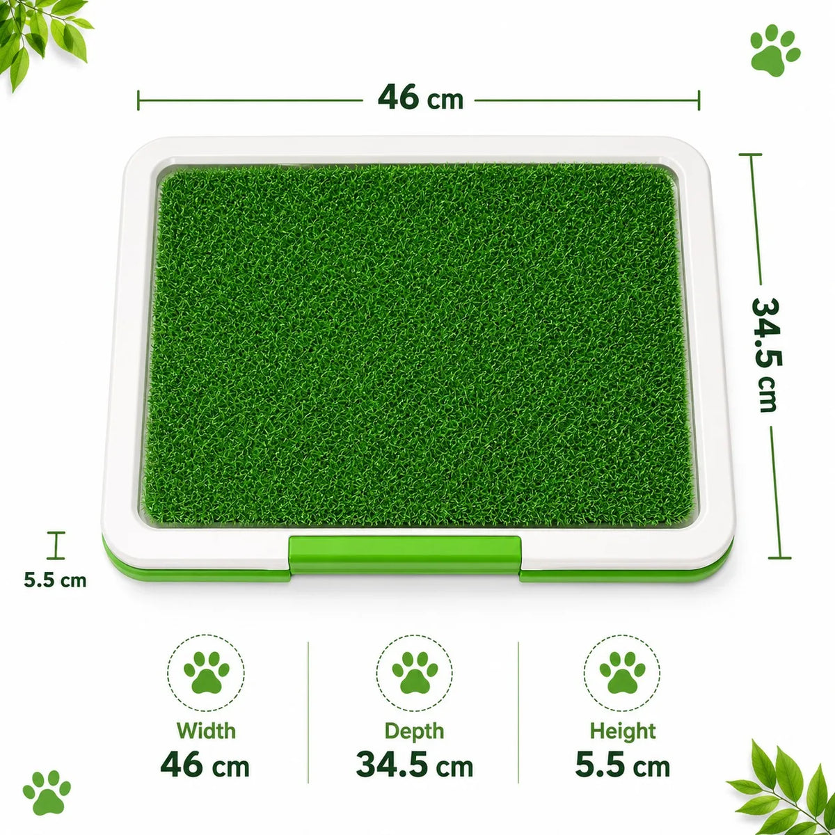 Reusable Dog Potty Training Pad with Artificial Grass Indoor Pet Toilet Tray 46x34.5x5.5cm